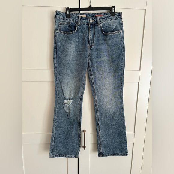 Anthropologie Pilcro straight leg distressed denim jeans size 30 Laid Back Denim - Picture 1 of 5